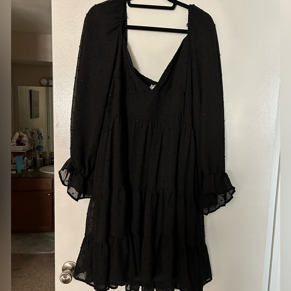 Arula Black Long Sleeve Sparkle Dress